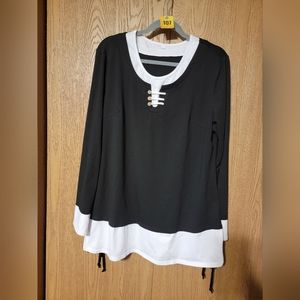 Black and White Long Sleeve Top XXL